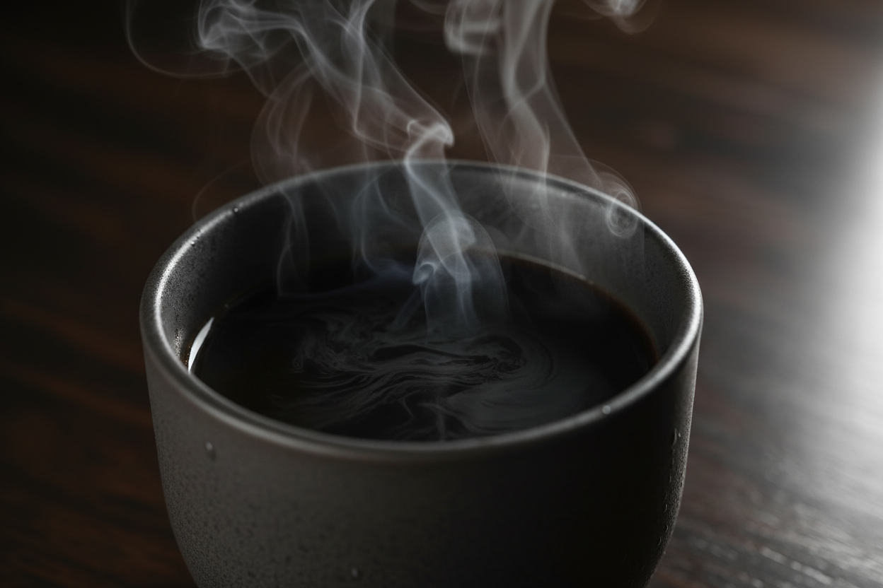 very dark and super bold coffee